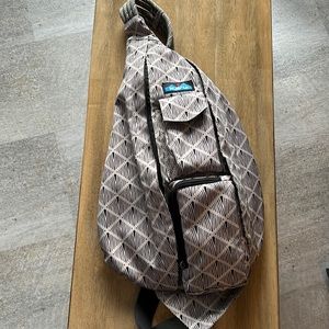Kavu bag, was used, but still has plenty of life. White with black design.